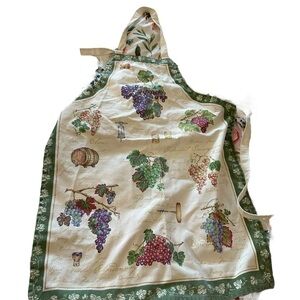 Vintage Kay Dee Cotton VINTAGE GRAPES Design Cooking Kitchen Apron Adjustable